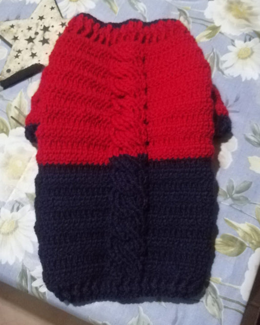 Hand Knitted Dog Sweater – Color Block Design