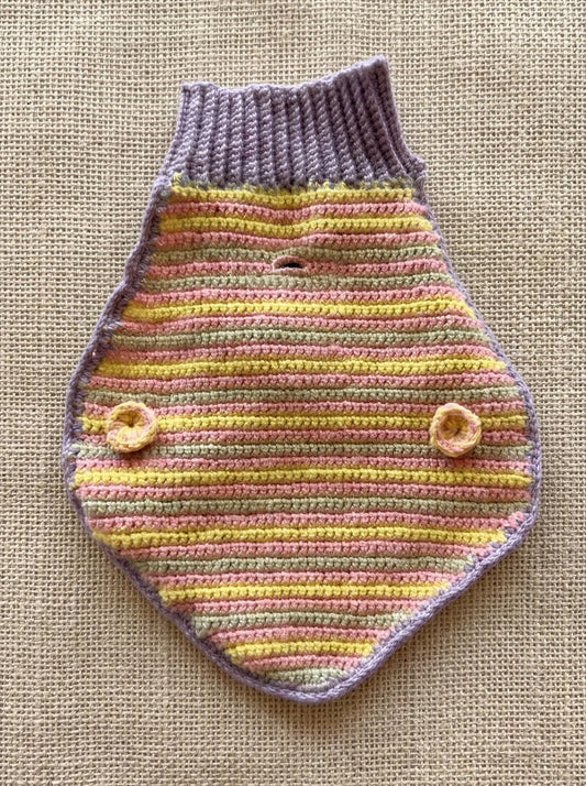 Hand-Crocheted Merino Wool Dog Sweater – Pastel Stripes, Easter Outfit