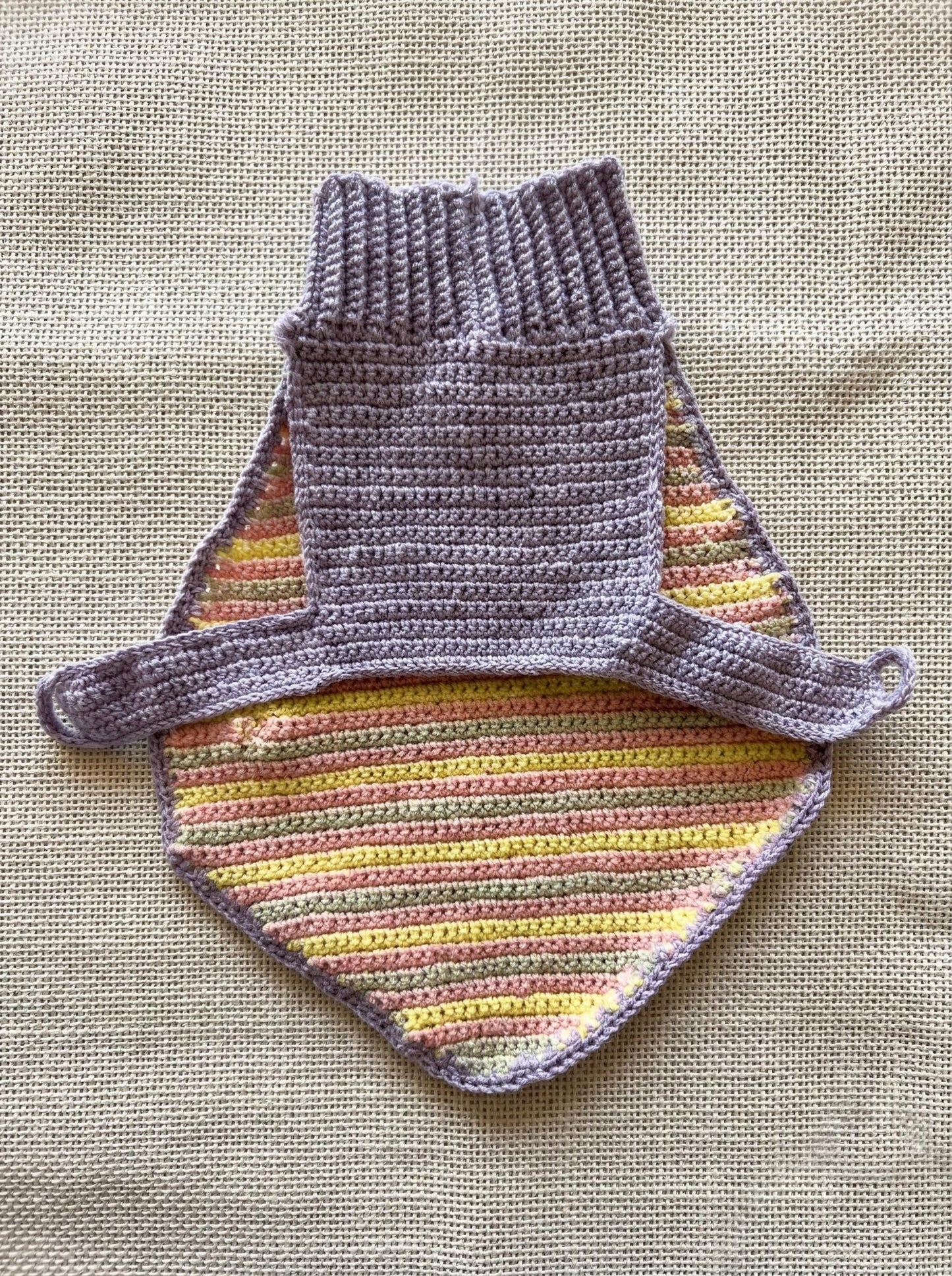 Hand-Crocheted Merino Wool Dog Sweater – Pastel Stripes, Easter Outfit
