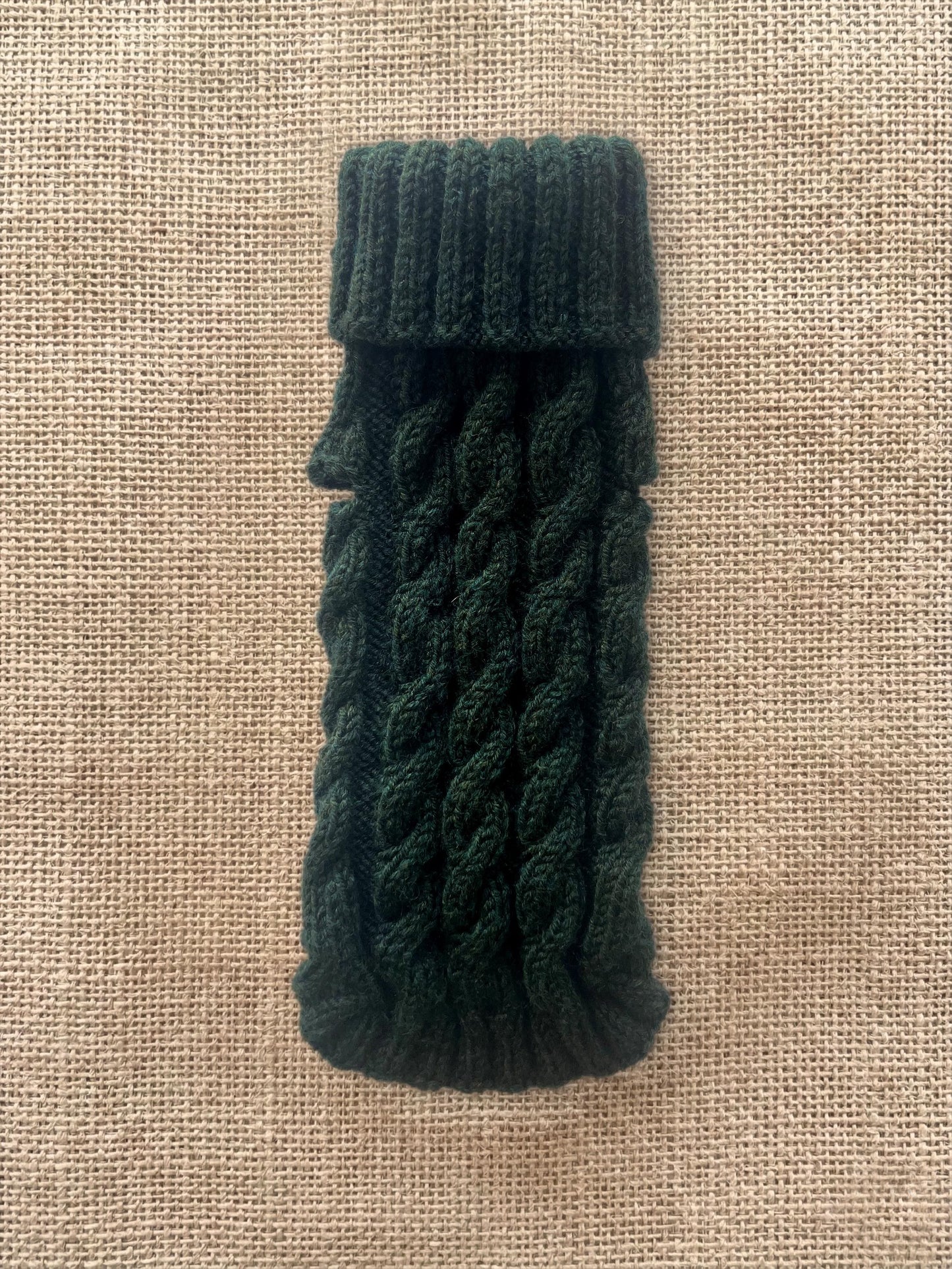 Forest Green Cable-Knit Dog Sweater - 100% Luxury Superwash Merino Wool