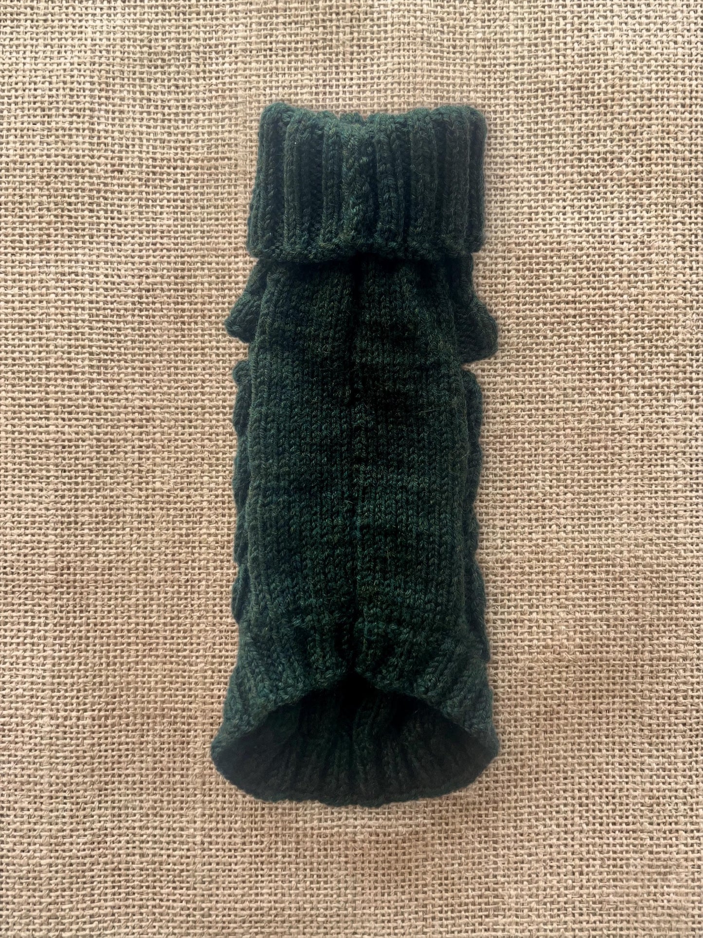 Forest Green Cable-Knit Dog Sweater - 100% Luxury Superwash Merino Wool