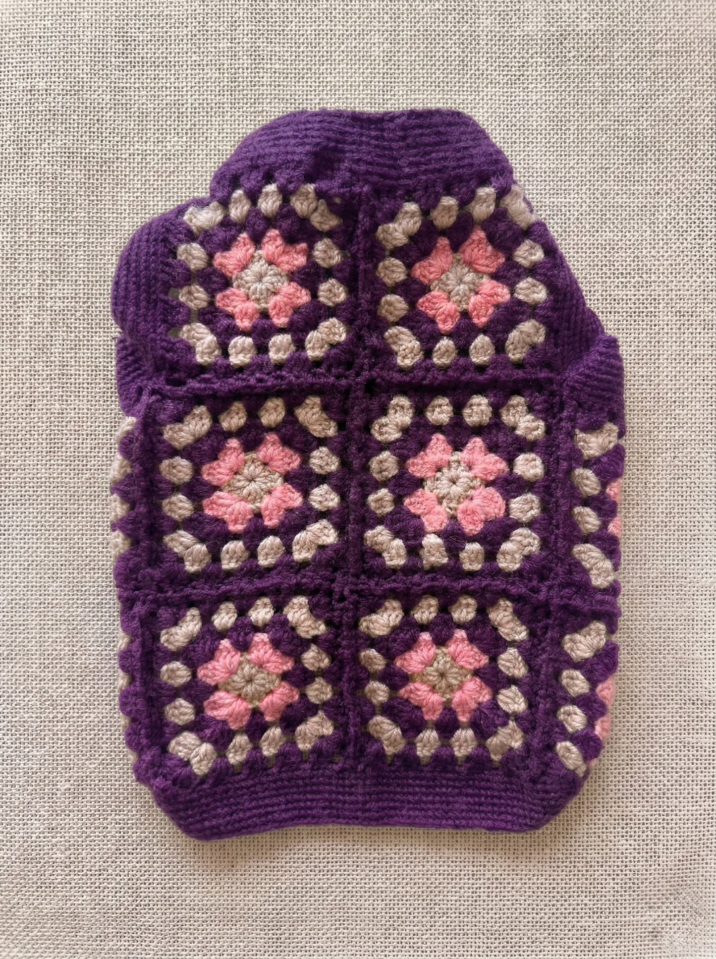 Hand-Crocheted Granny Square Dog Sweater, 100% Merino Wool, Boho Pet Clothes